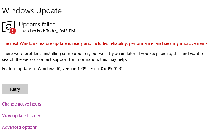 Feature update to Windows 10, version 1909 - Error 0xc19001e0 000aebe8-83b7-4961-9b97-5cf623077f41?upload=true.png