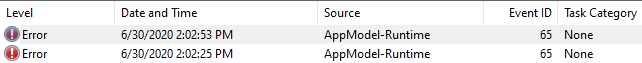 Windows 10 Event ID 65 AppModel-Runtime 013154e6-2acb-419d-9e7e-c82537f76c9c?upload=true.png