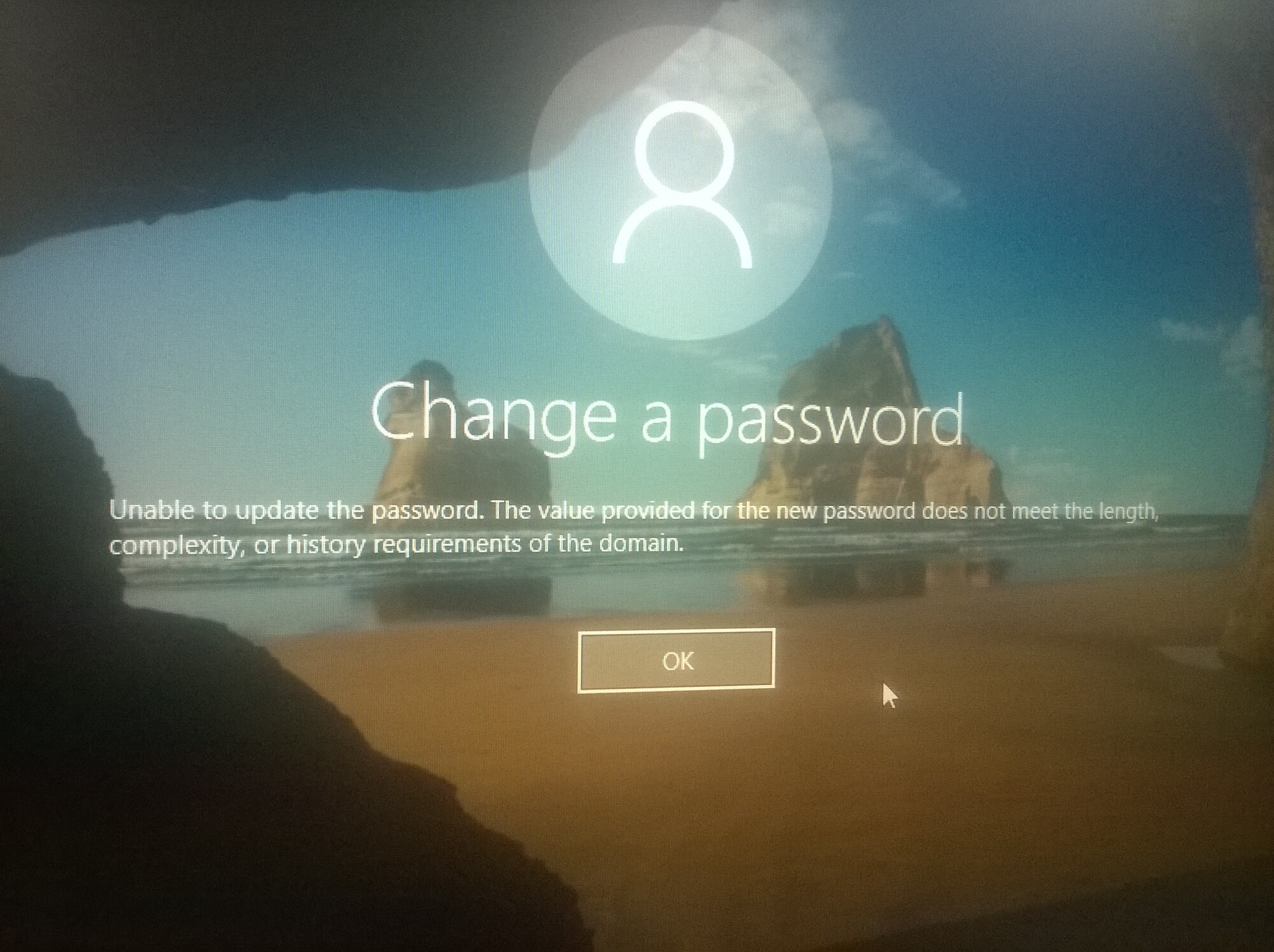 Unable to update the password. Even disabled the password complexity, length, history... 01f71688-9f44-4117-a5c2-3e81451939b4?upload=true.jpg