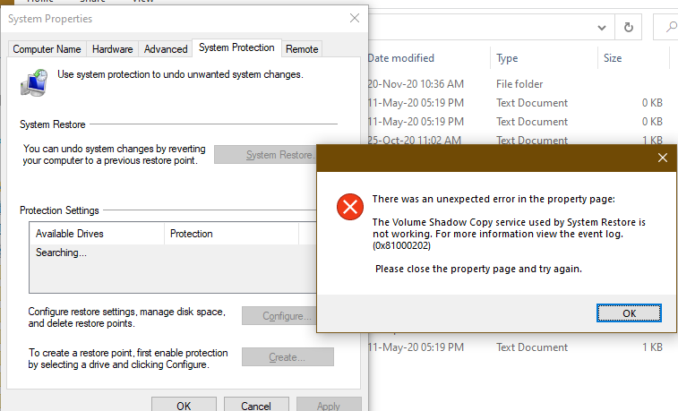 Issue with system protection settings 0208409c-611b-4603-8c66-f4702974a870?upload=true.png