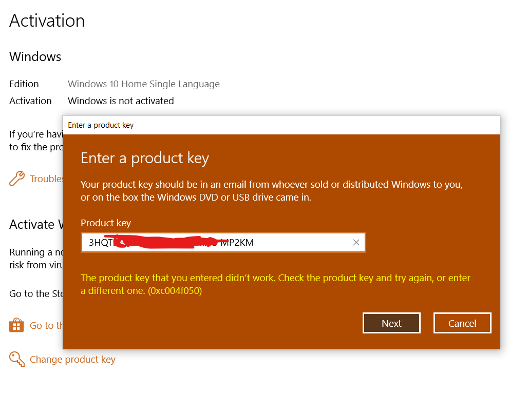 Guys I have a 0xc004f050 activation problem. 02949a9f-5c98-4d6c-add7-538bf7d23964?upload=true.png