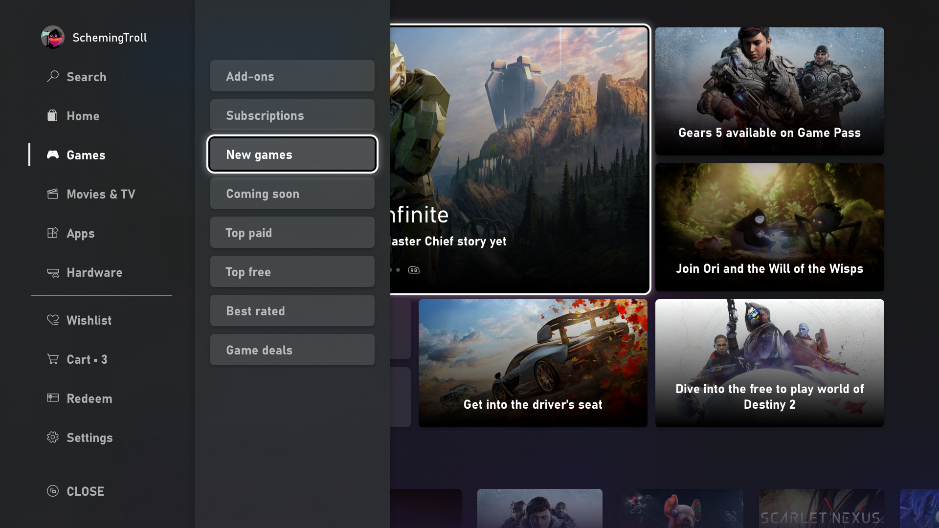 New Microsoft Store on Xbox now available for everyone 03-Spine-Navigation-Expanded.png