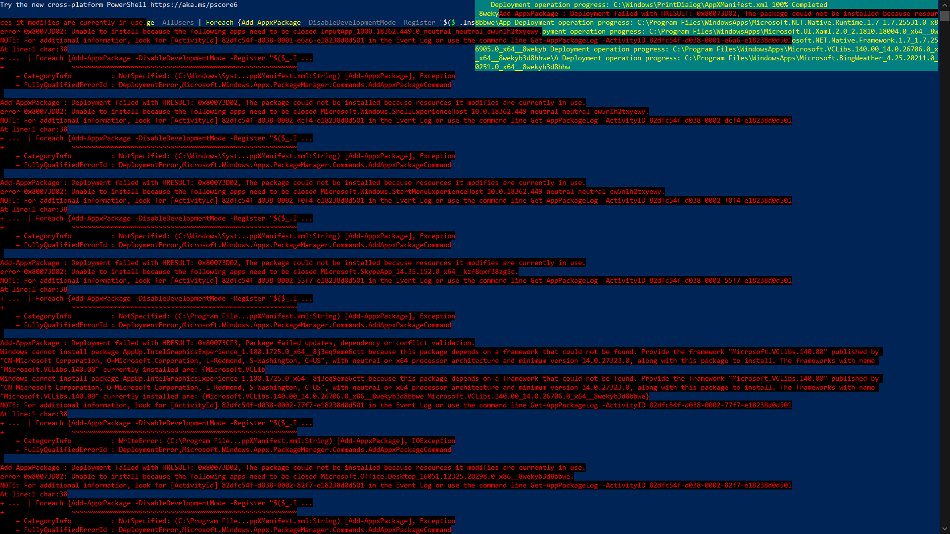 All Microsoft store apps are hanging or crashing few times then resetting by itself, so how... 034e305c-5f06-4b35-9d0d-6803a01d94ea?upload=true.png