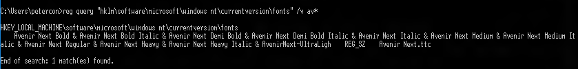I need to use Avenir font the one of Mac, and I can't use it or install it in my Windows PC. 0392ba30-d693-49b8-83b7-0965a697cca2.png