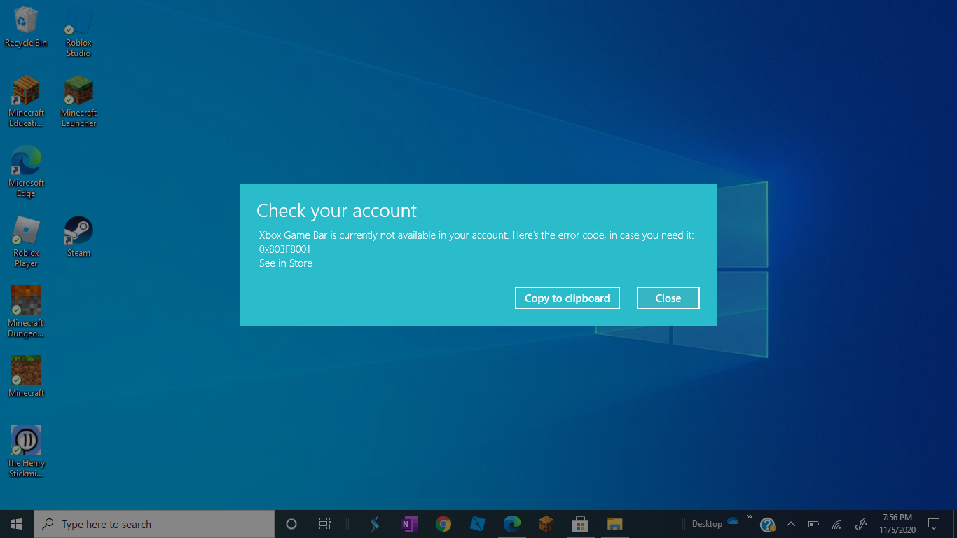 I keep getting error code: 0x803F8001 03beba49-8d26-425b-8948-cc15d9fbdeac?upload=true.png