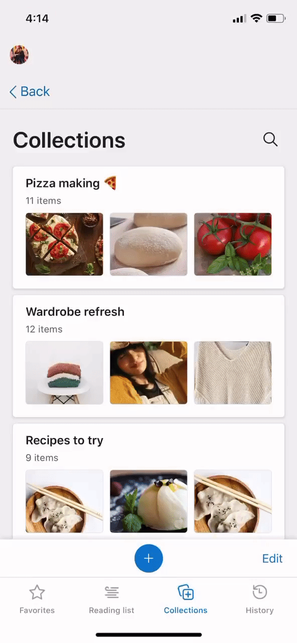 Collections now available on Microsoft Edge mobile app iOS and Android 045e7d99a366507f7264a7fb592a8520.gif