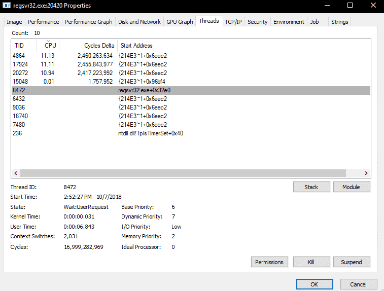 Windows 10: Regsvr32 running on High CPU due to a unknown file 0466778d-aea5-4c3d-bc3d-4d5b1548bf07?upload=true.png