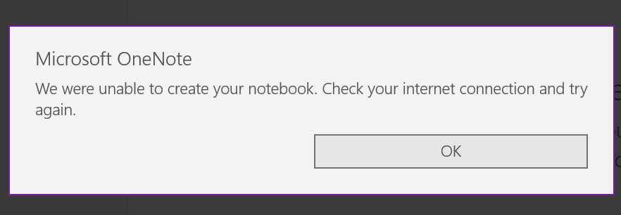 OneNote not allowing me to create a notebook. Get connection error message 0492f785-117a-4d54-a514-d6412607eda2?upload=true.png