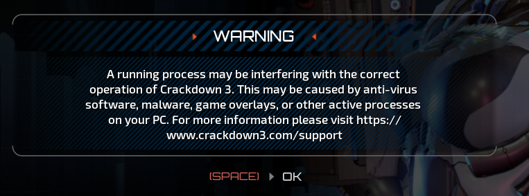 Crackdown 3 PC Ongoing Issue Since May 2020 A Running Process May Be Interfering With The... 0528febf-de71-4264-8c4a-af62b9066acb?upload=true.png