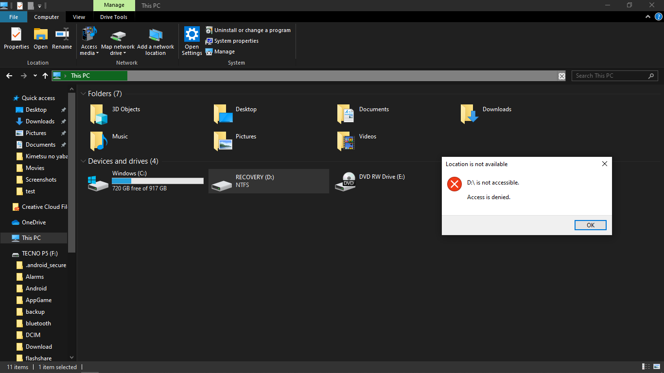 I can't access my recovery storage 054c42d5-08c8-4668-9c17-91a6a445a393?upload=true.png
