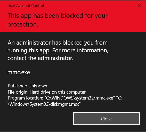 Windows 10 Prompting UAC or completely blocking certain Built-in windows apps Such as... 0594c628-7135-4a4c-b85d-962f656fb56e?upload=true.jpg