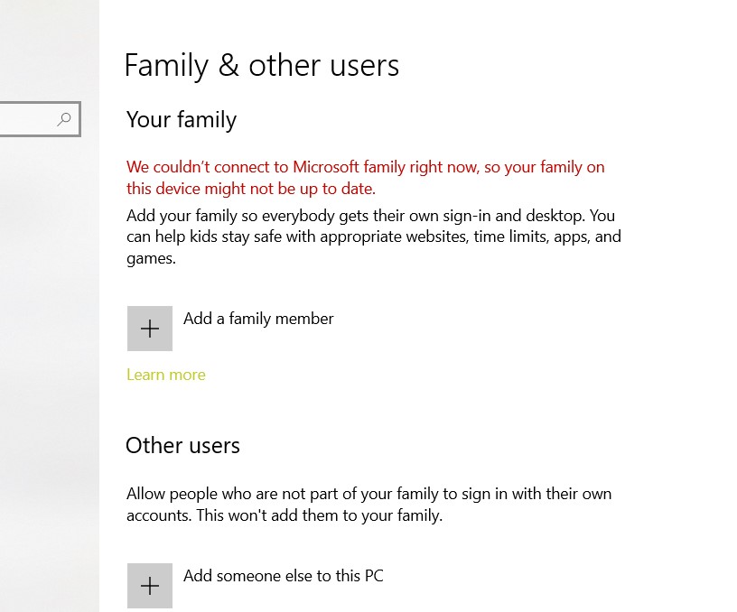 "We couldn't connect to Microsoft family right now, so your family on this device might not... 05d9de1e-8812-46d9-baa3-794ab49607a7?upload=true.jpg