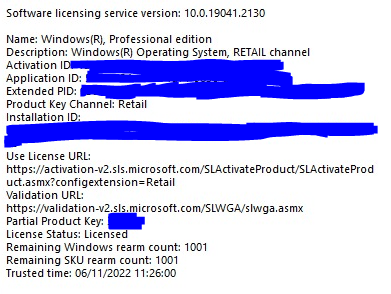 Old to new PC, can‘t activate Win11 Pro on new PC slmgr /upk 06f1f1fa-4913-486f-99c7-bf576977890c?upload=true.png