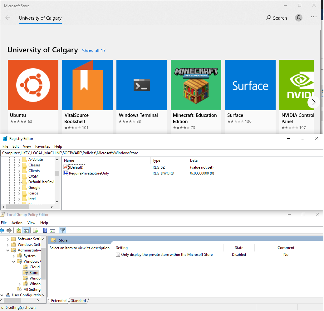 Microsoft store locked to private store, despite group policy and regedit saying otherwise 073c79be-a0e7-4f64-a173-e79cd349d8b9?upload=true.png