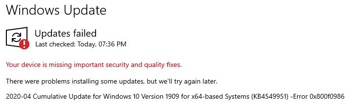 update failed: download failed. unauthorized