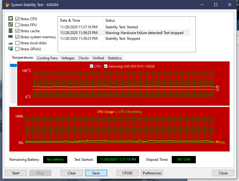 What appears to be a hardware failure 07beb310-fb1f-43fa-8209-c07c6fd68784?upload=true.png