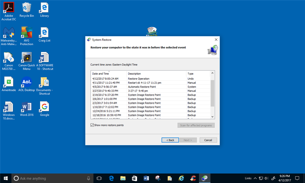 System Image Restore Points still appear in the listing. 07d65371-c823-4c8e-bf8b-00cd695ef75a.png