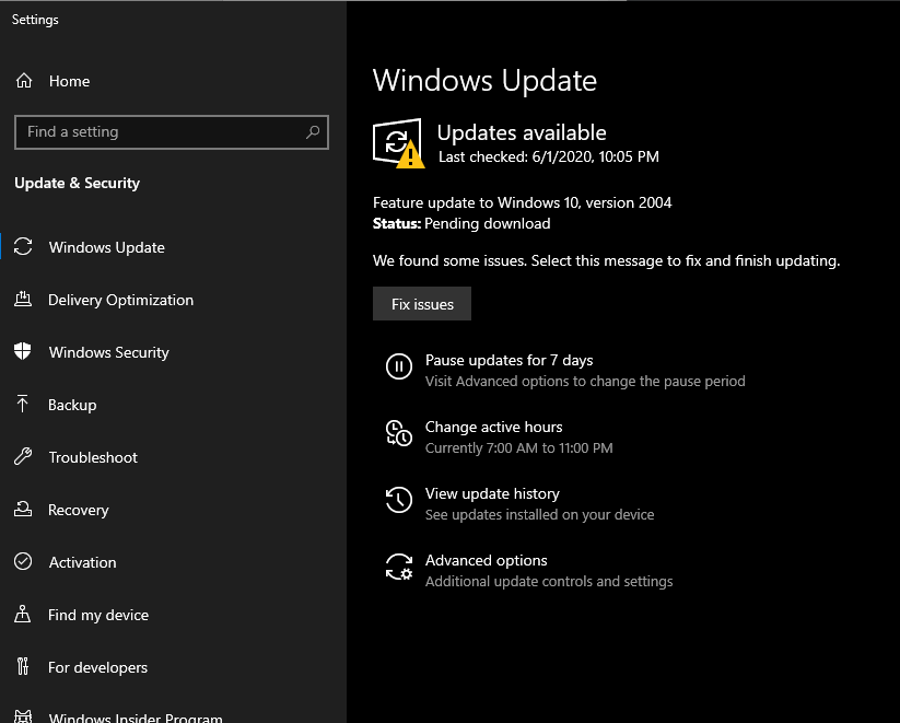Unable to get other updates since initiating upgrade to Windows 10 2004 0810f8f0-b862-430d-9cb7-f1ca6bf5a748?upload=true.png