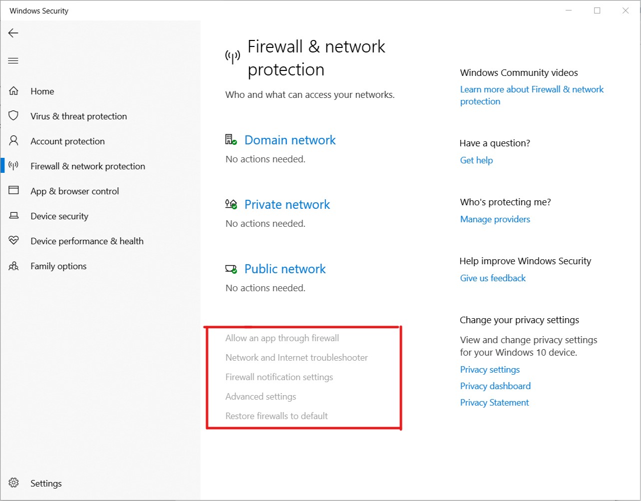 Firewall and Network Protection tab options are all greyed out 08a47528-7671-4bd1-aaf8-88d845c532ea?upload=true.jpg