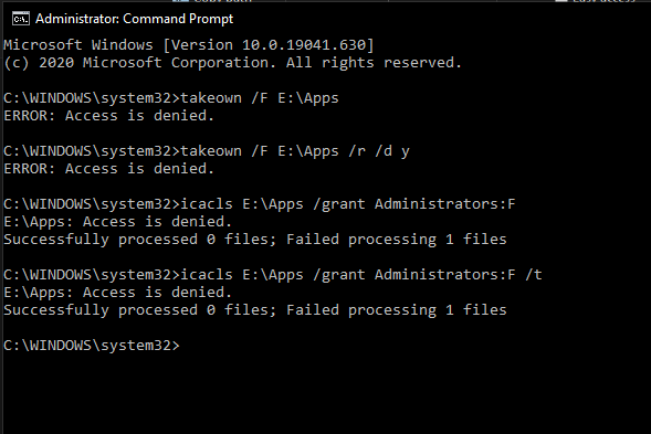 Lost permission access to a folder on my E drive. How do I regain permissions? 09455c94-30aa-454a-90da-63bcb6faa3c5?upload=true.png