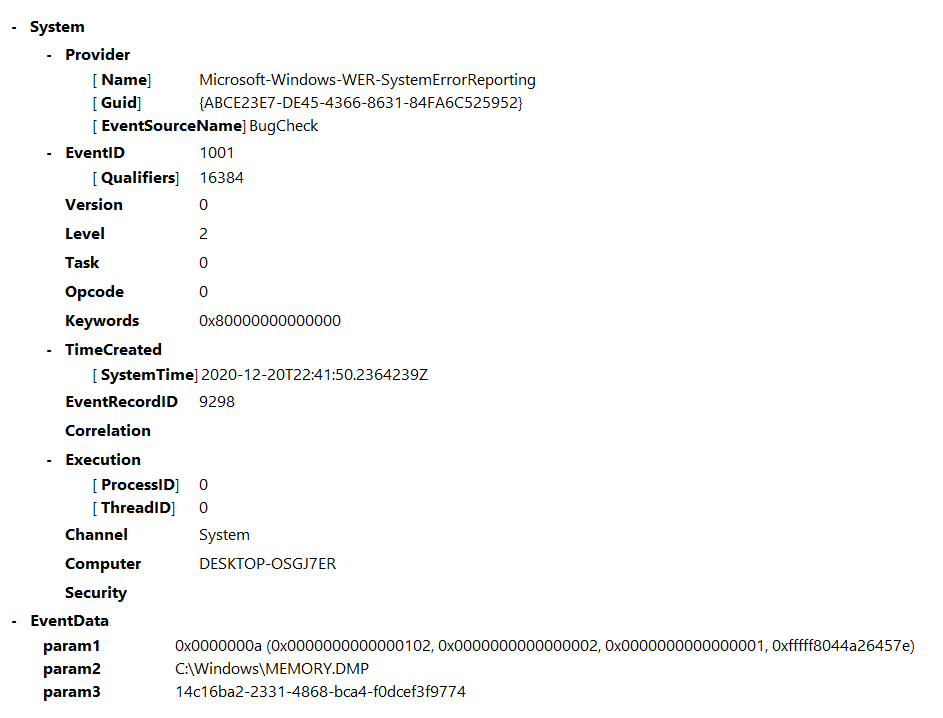 Win10 Home desktop is blue screening regularly logging a Bug Check error in the event viewer. 09650434-e016-4060-bc48-d30426849e3f?upload=true.png