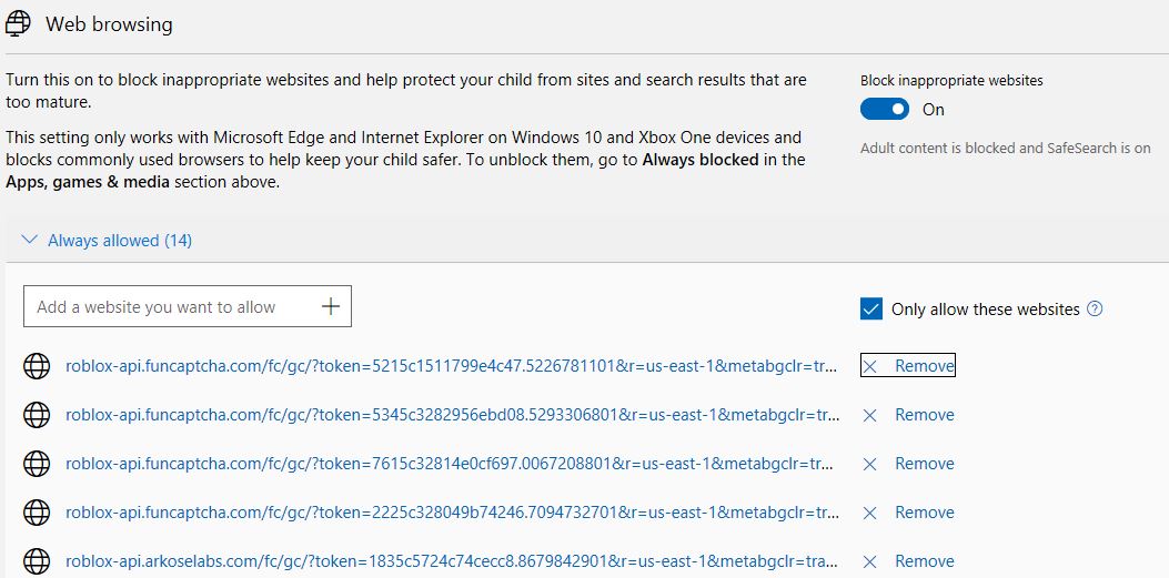 Can't Remove Websites from "ALWAYS ALLOWED" Content Restrictions on Child's Account in... 0a40ff63-aedb-49a4-9219-3dc6c081a19a?upload=true.jpg