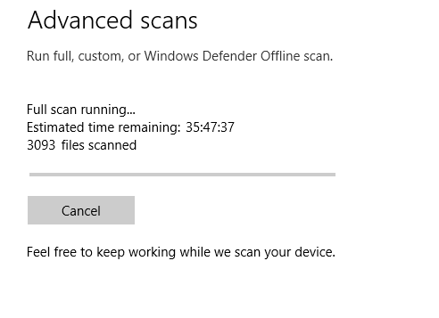 Virus scanning stuck after doing multiple full scans. 0a6f2642-f3b8-4c4e-b338-cb1b6f3caad9?upload=true.png