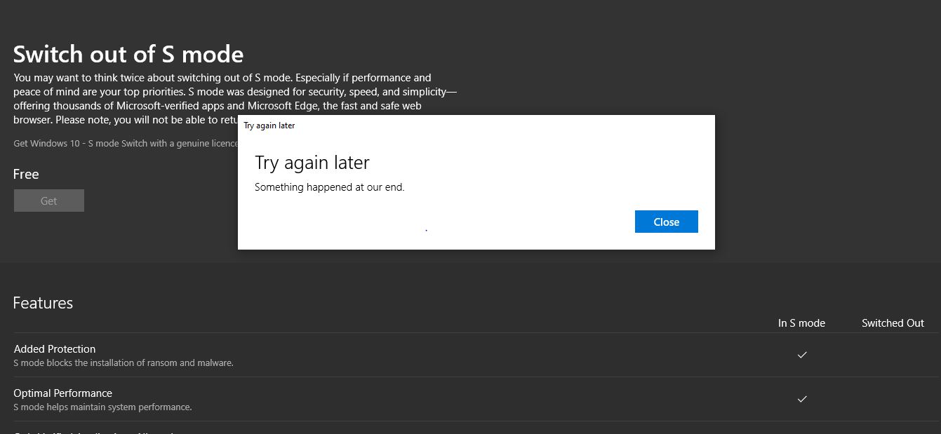 Error message coming up when I switch off S mode 0c376e72-e4d0-4de5-aa9e-969903236846?upload=true.jpg