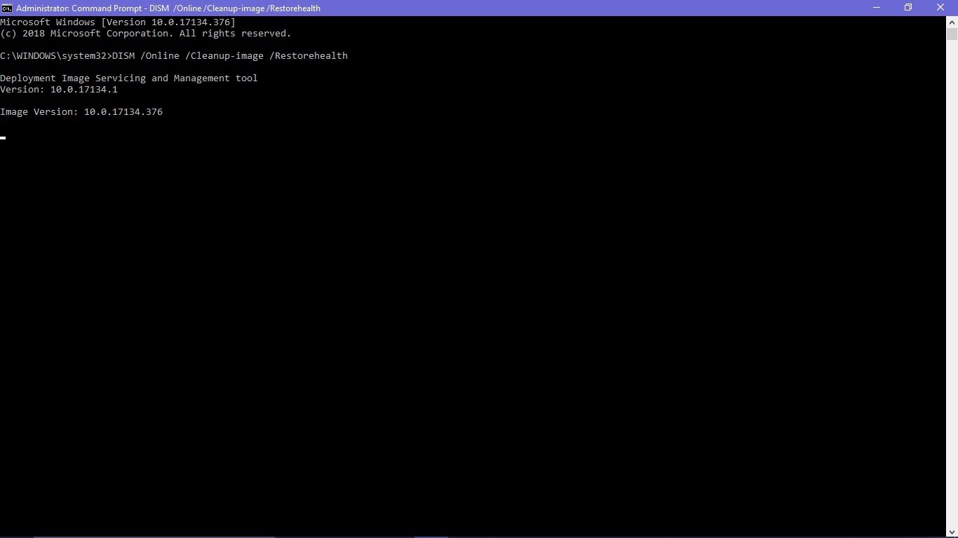 Doesn't budge when I put in the DISM /Online /Cleanup-image /Restorehealth command 0c4edae9-d959-4cd2-b977-56f2326c12b7?upload=true.jpg