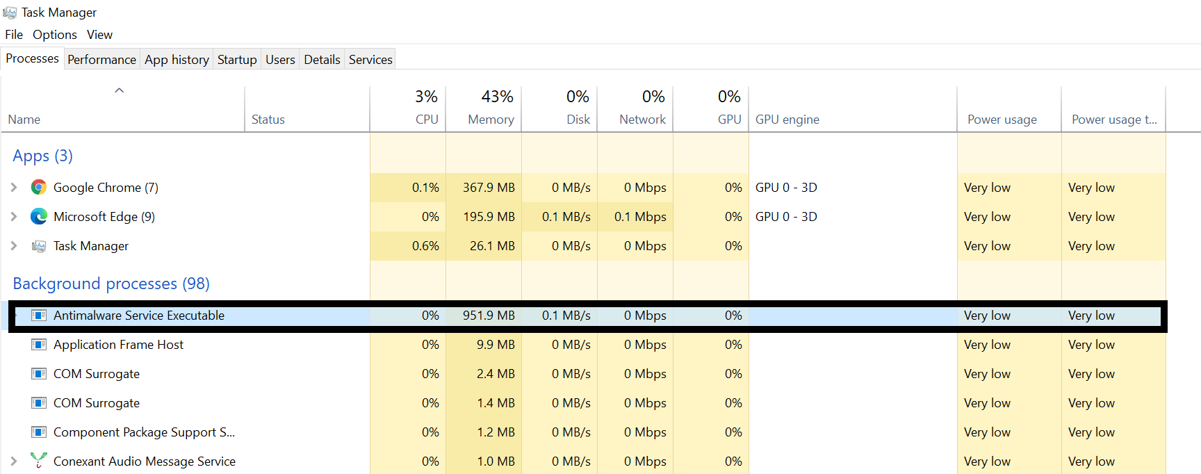 High Memoy usage for 'Antimalware Service Executable' 0cd3f0ba-b6fd-4654-b670-5af6e7f543c3?upload=true.png