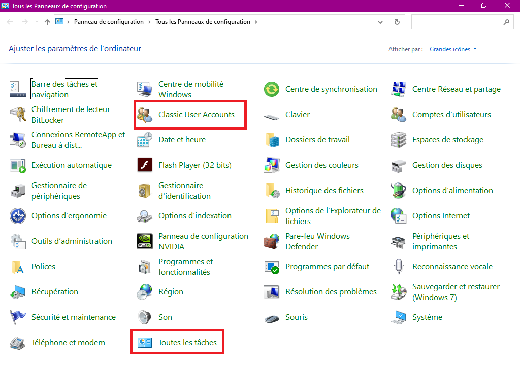 Control Panel Icons
