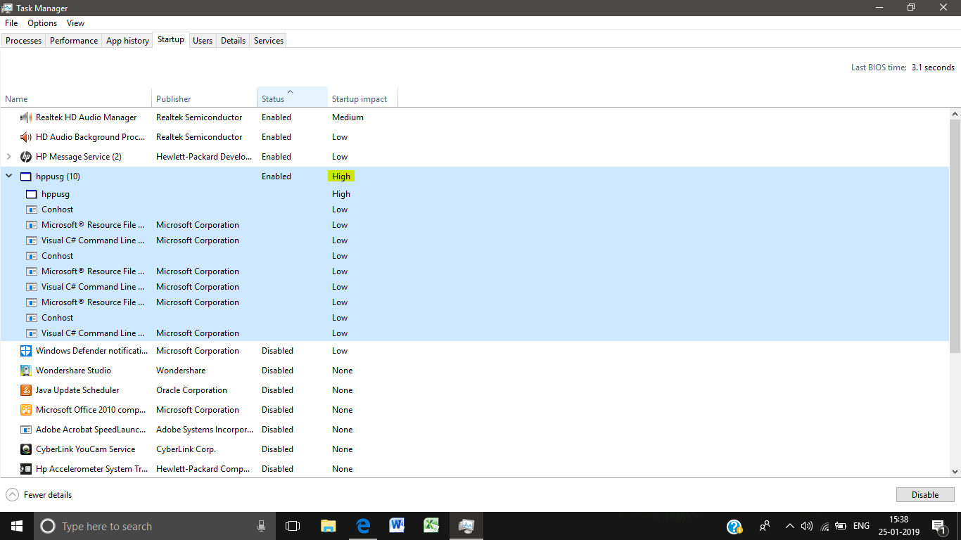 Is it safe to disable hppusg, conhost etc which are affecting startup? 0e4e53b8-152e-4ee8-8730-f355762811da?upload=true.png
