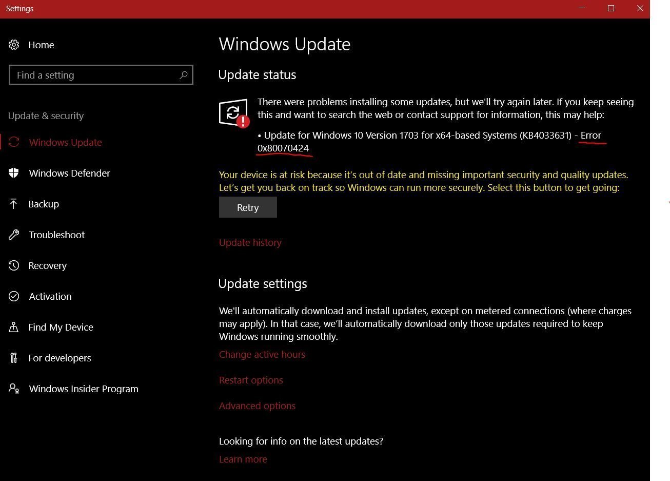 Update for Windows 10 Version 1703 for x64-based Systems (KB4033631) - Error 0x80070424 0ea1f7f4-d1c6-4739-b225-9d1f8e85a74c?upload=true.jpg