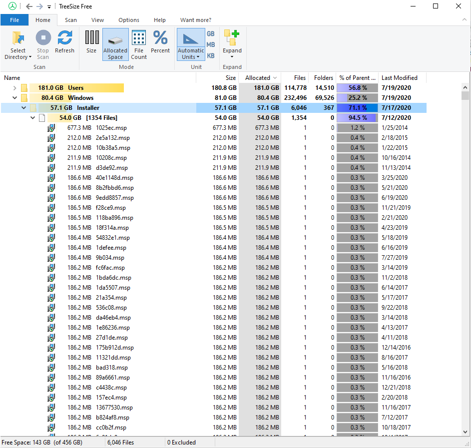 Abnormally large Windows 10 folder. 0ed3584b-891b-472a-8165-b647ddcf3e59?upload=true.png
