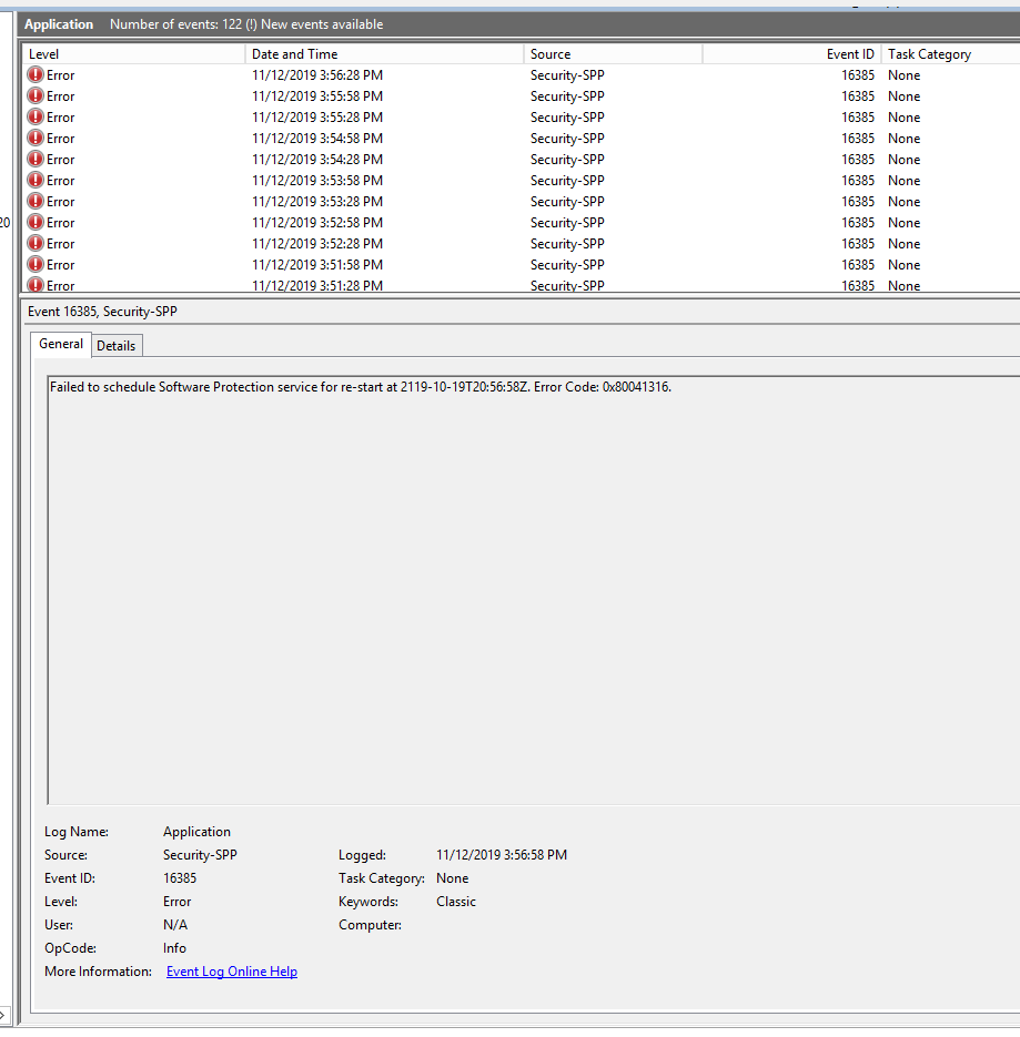 Failed to schedule Software Protection service for re-start at 2119-10-19T18:07:58Z. Error... 0eeb67b8-af29-4600-bb4d-e312a1d14ee0?upload=true.png