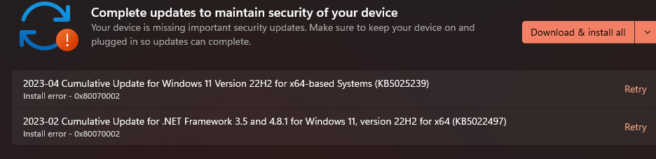 KB5025239 Install error - 0x80070002 0EYzR%2b7BwBBBtQsgMCfZVCaXPPjb5PKwWzUgoP8rFjohFASZnzQOaYFjCkf0OCz28jmYDdAHfP%2b0yJPTz90aP8MaM%3d.png