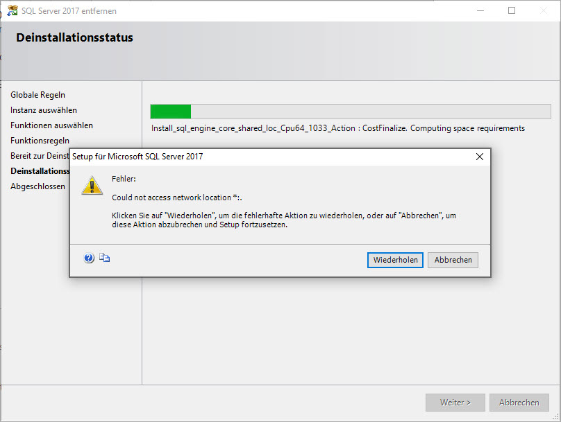Uninstall SQL Server: Error 1606: Can access network location *:. 0f90e0dc-cea7-47c2-86ec-08345b6977a5?upload=true.jpg