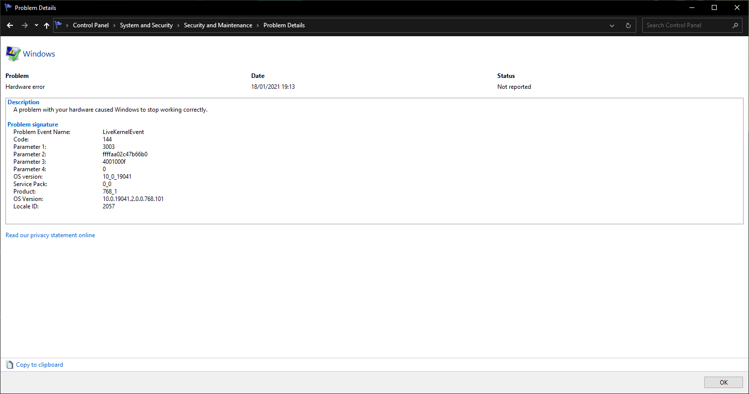 Identify hardware error. 0faee961-7277-498f-9e46-46de19ee44a7?upload=true.png