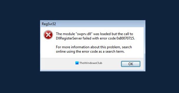 Fix DLLRegisterserver failed with error code 0x80070715 in Windows 10 0x80070715.jpg