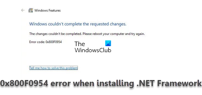 error installing .net framework 3.5 windows 10 0x800f0954