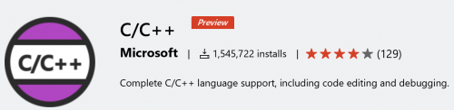 C/C++ extension doesn't show up in Visual Studio Code extension manager search. 1-download-500x122.png