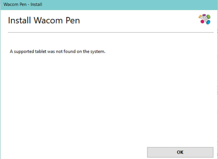 "A supported tablet was not found on the system" - Wacom error message on the Surface Pro... 10587f18-6c24-49bd-b9c7-28ea53a917c5?upload=true.jpg