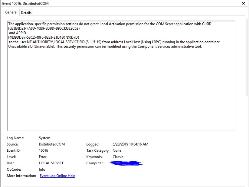 How to avoid Event 10016. DistributedCom Error? 107c3c80-5a40-4405-be93-3495492921f4?upload=true.jpg