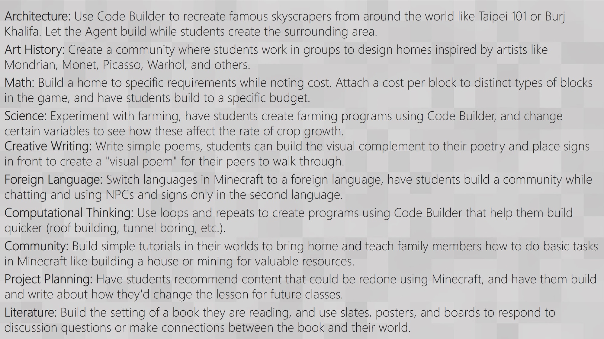 Free educational content available in Minecraft Marketplace 10_lessons-1.jpg