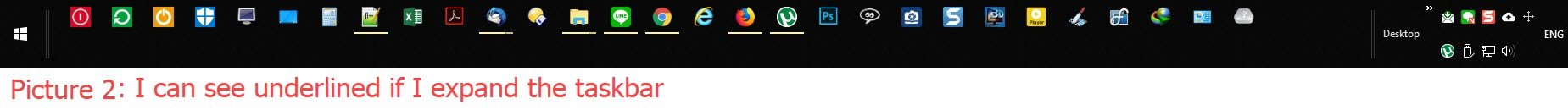 Underlined icon in the default taskbar size disappear (picture 1) and reappear 10e62550-70bf-4590-a1c5-833c02d66c7e?upload=true.jpg