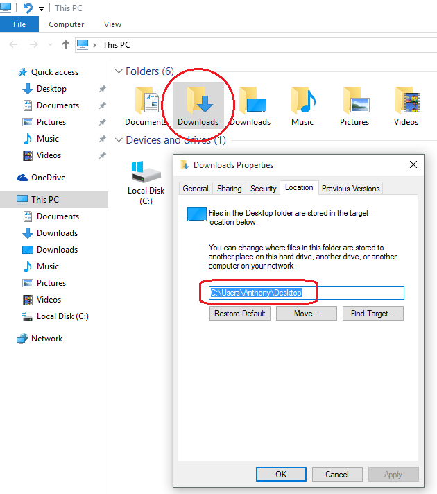 Desktop folder now named Downloads 1105e46e-b601-403f-a7c4-1de8237efe8c.png