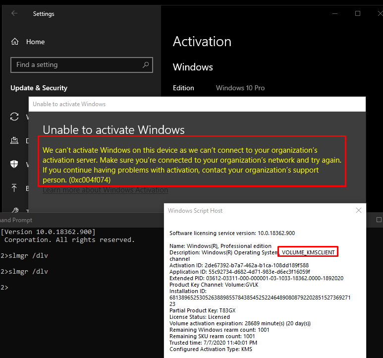 Can't activate windows. Was connected to an organisation but no longer connected and cant... 111dc5c2-9824-4fcf-a5c9-babfa48e082f?upload=true.png