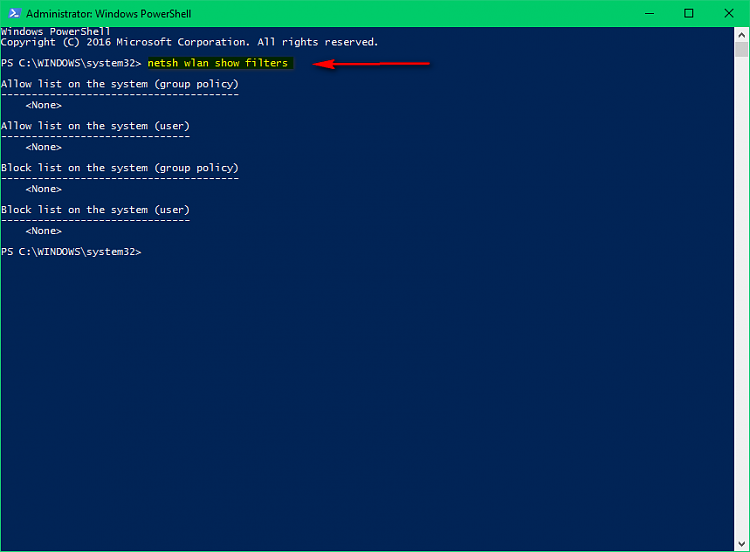netsh wlan set autoconfig enabled=no I used that command and now I can’t turn it back on 116197d1485975554t-using-netsh-wlan-commands-not-working-1-netsh-wlan-show-filters.png