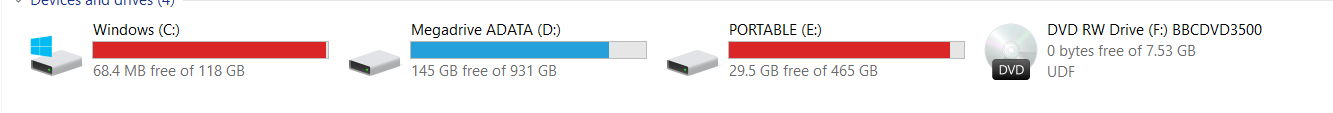 Three active hard drives but files keep being added to full C Drive 1170d6a1-0449-4015-9ffe-4b476f82f2dd?upload=true.png