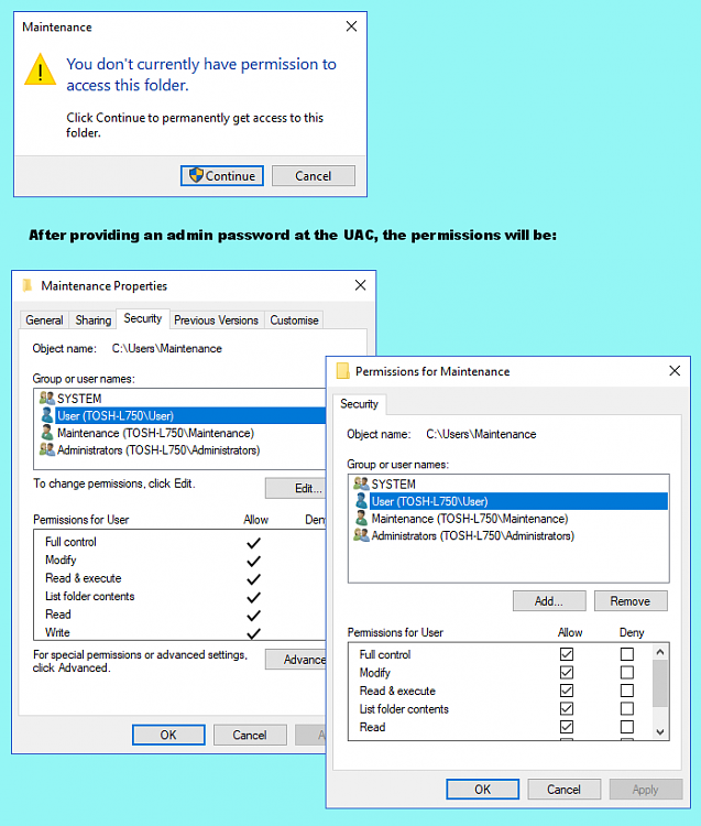 Created a standard user account for myself, but always get a prompt asking for admin at... 129310d1491836937t-win-does-not-prompt-admin-password-standard-account-grant-access-permanently.png